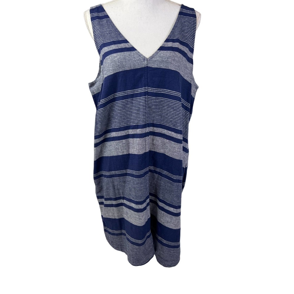 Loft Outlet Lounge blue stripes sleeveless dress size large Linen‎ Blend
